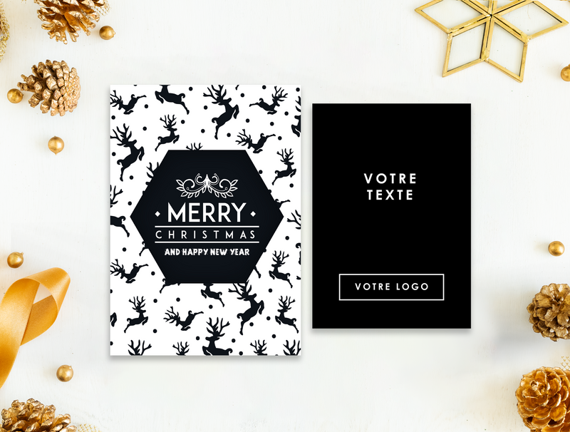 Carte de Vœux "Merry Christmas" Noir & Blanc | PUBLIDESIGN